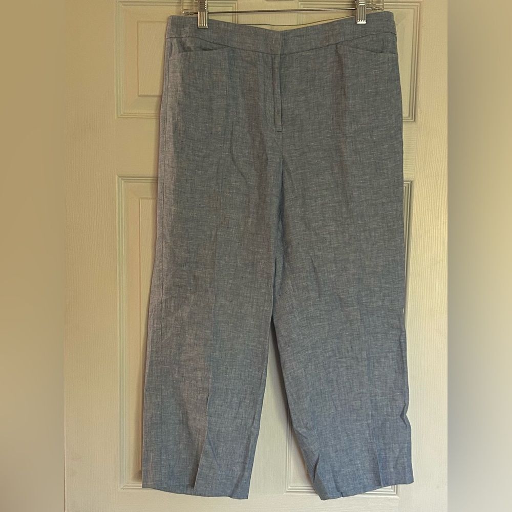 Talbots Light Blue Linen Cropped Pants Size 6